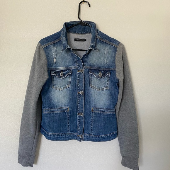 Jean Jacket with Sweater Like Sleeves - Picture 1 of 2
